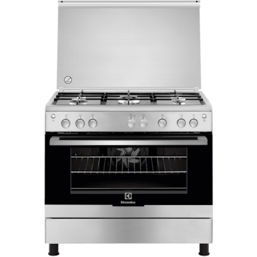 90cm 5-burner range cooker with gas hob and electric oven