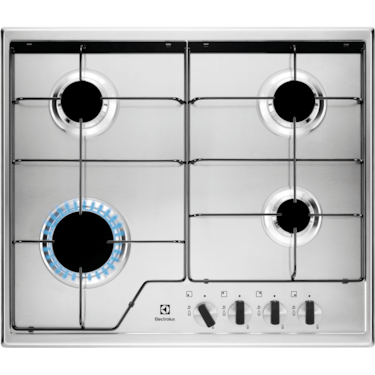 60cm built-in gas hob with 4 burners &amp; cast iron grids