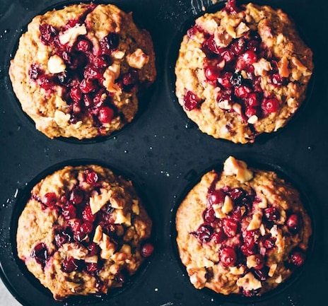 Golden Carrot Muffins with Lingonberries